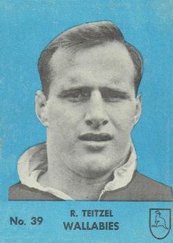 1968 Playtime Rugby Gum Famous Rugby Players - Blue #39 Ross Teitzel Front